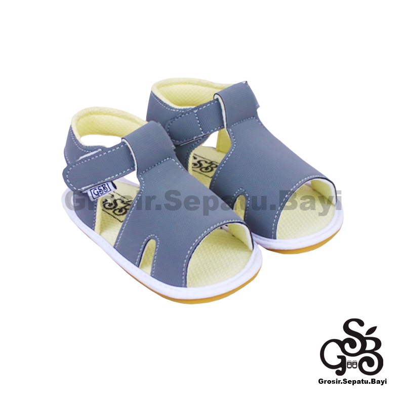 sendal bayi sepatu bayi sandal bayi  laki laki perempuan prewalker bayi  umur 2 - 12 bulan model casual S02 polos ABU ringan fleksibel &amp; Anti Slip