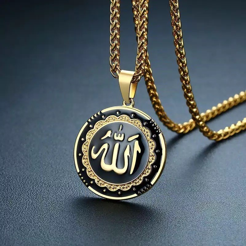 Kalung Rantai Liontin Alquran Muslim Bahan Alloy