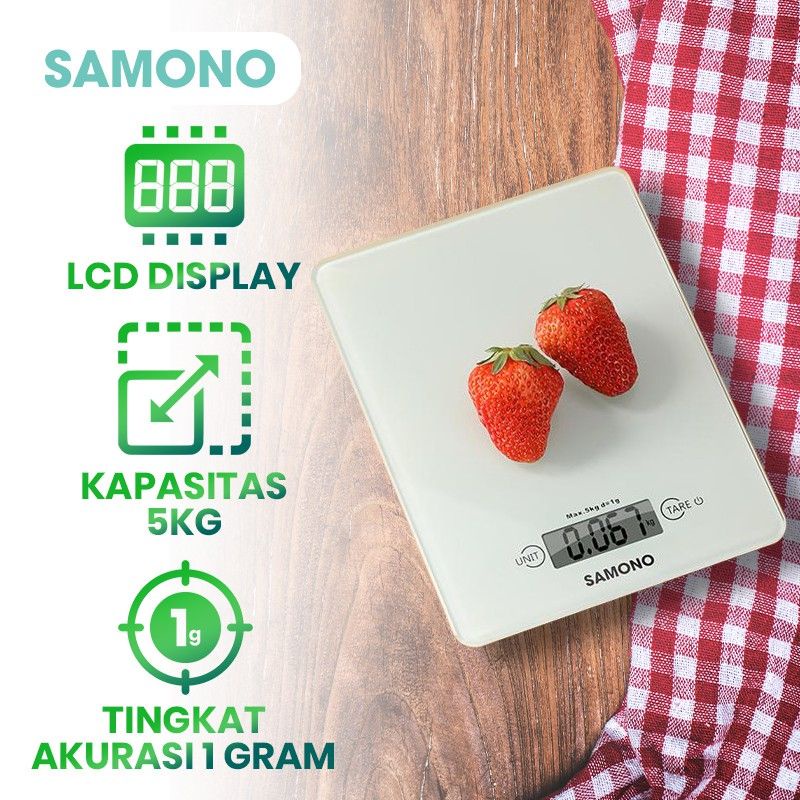 Timbangan SAMONO SW-KS02 5KG Multifunnctional Kitchen Electronic With LCD Display