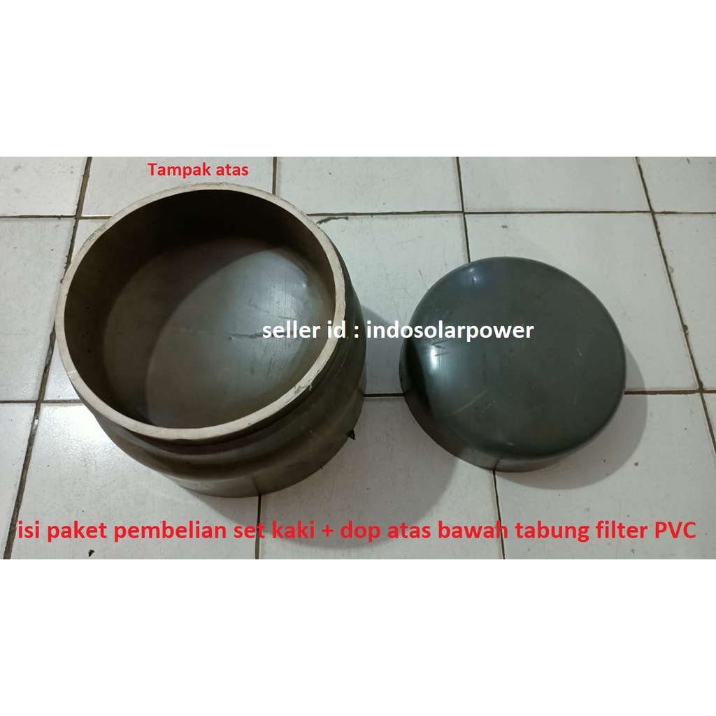 Set kaki + dop atas + dop bawah 12&quot; 12 in inci inch tabung filter PVC air isi ulang galon tutup kaki dudukan depot air mineral