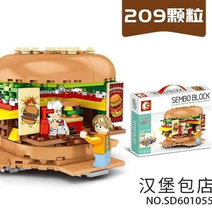 toys / mainan brick sembo block 601055 burgers mini city shop