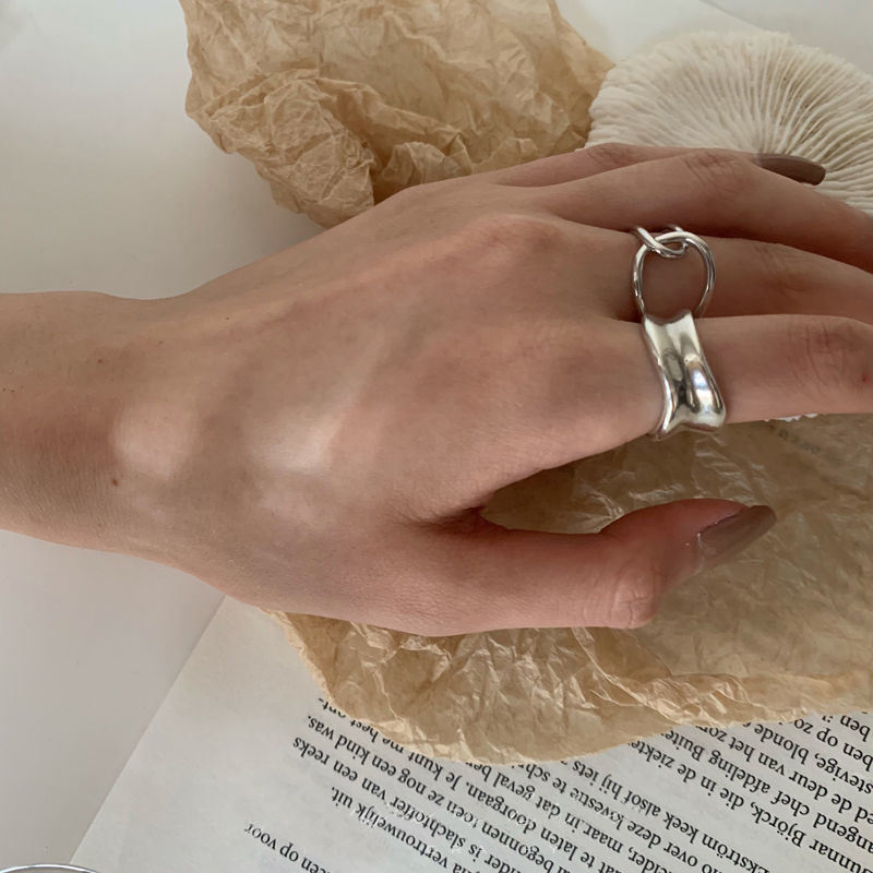 2pcs / Set Cincin Geometris Bahan Logam Gaya Punk Minimalis Untuk Aksesoris Perhiasan