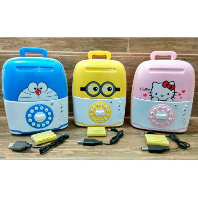 Mainan Unik: Celengan Brankas ATM Model Koper Dengan 14 Musik/Lagu & Lampu Emergency