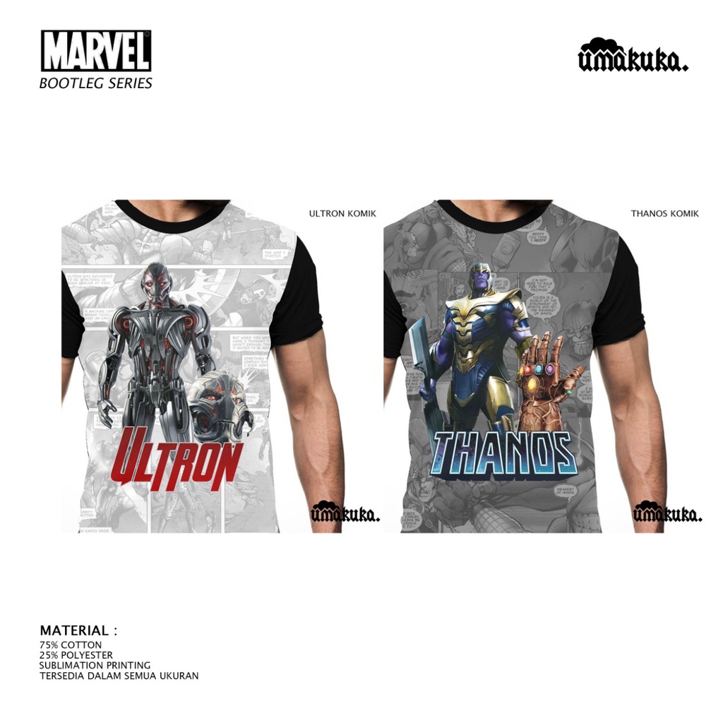 KAOS 3D UMAKUKA FULLPRINT KAOS MARVEL BOOTLEG SERIES FB KOMIK THANOS