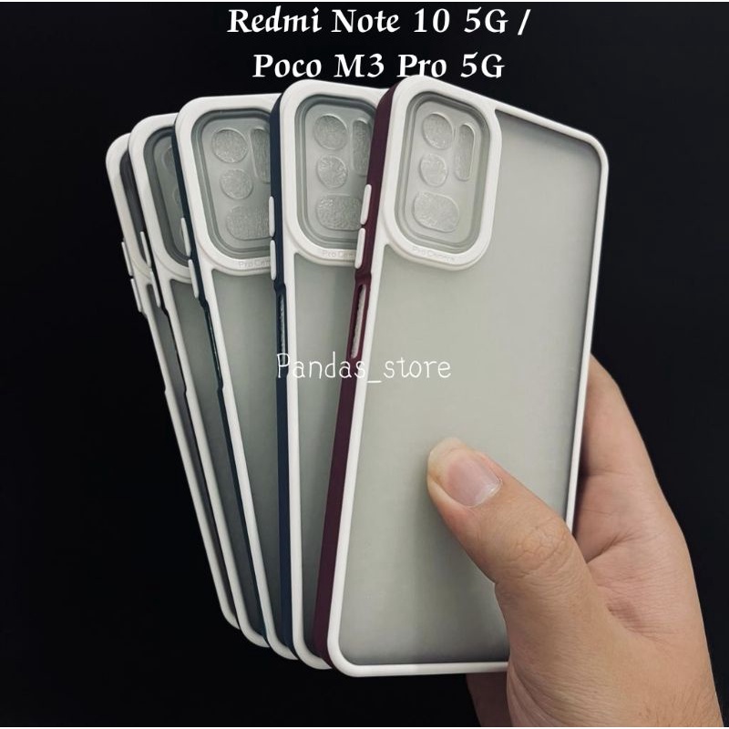 Pro Hybird Redmi Note 10 5G / Poco M3 Pro 5G Softcase Halus dan Elegan / Pinggiran Garis Putih Keren (Pandas)