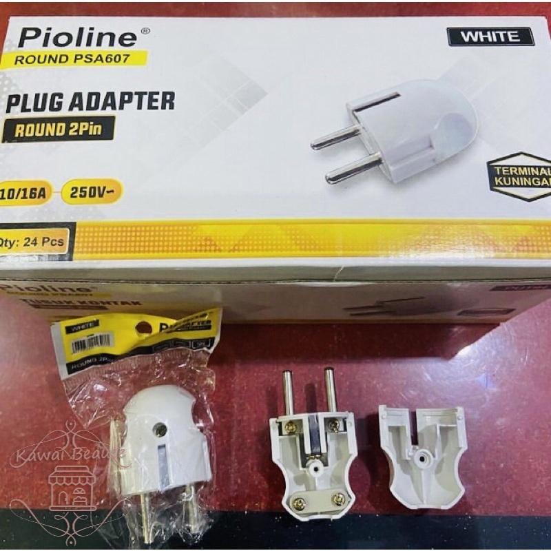 Pioline PSA607 Steker Arde Bulat Putih Round 2Pin Terminal PLUG ADAPTER