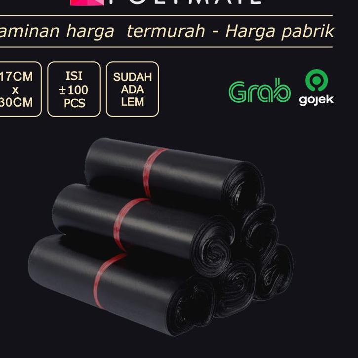 

G8P POLYMAILER ±100PCS 17x30CM HITAM SEMI GLOSSY EKONOMIS PLASTIK POLYMAILER SEMI GLOSSY BLACK✸★ (St