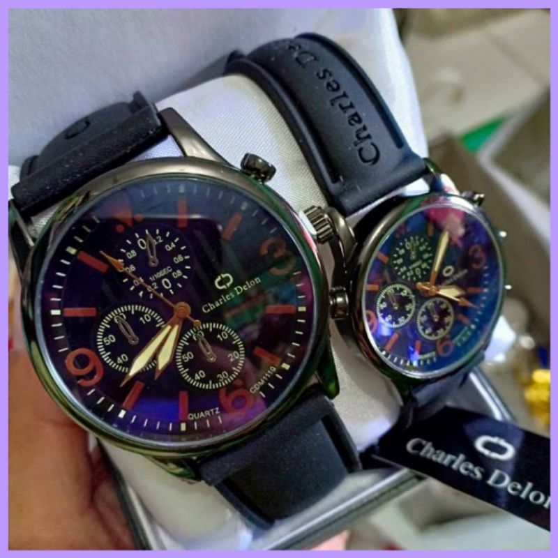 Jam couple water resistance free box murah