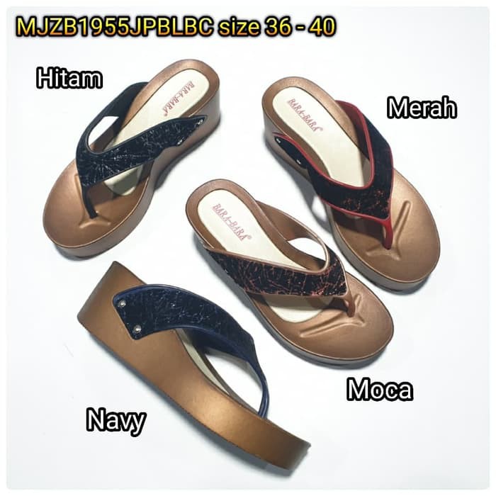 BARA BARA ORIGINAL jelly sandal karet empuk murah bludru barabara sendal jepit wedges import MJZB1955JPBLBC