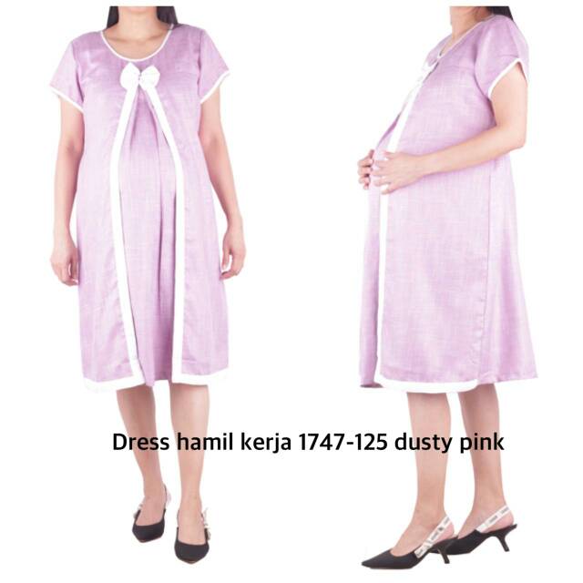 Baju hamil Dres hamil kerja 1747 dusty pink