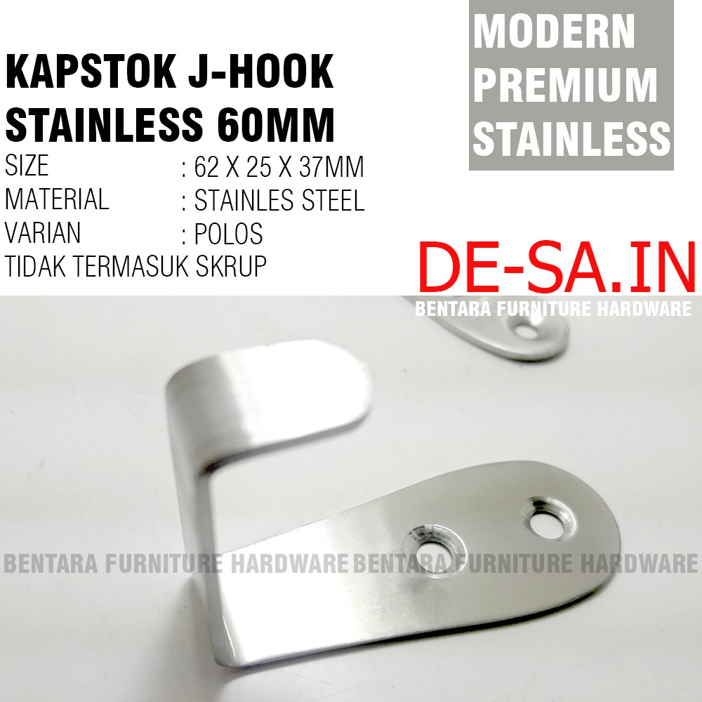 60MM Harfit Kapstok  J-Hook Toilet Single 1 Kait Stainless Steel Cantolan Gantungan Handuk Hook Baju