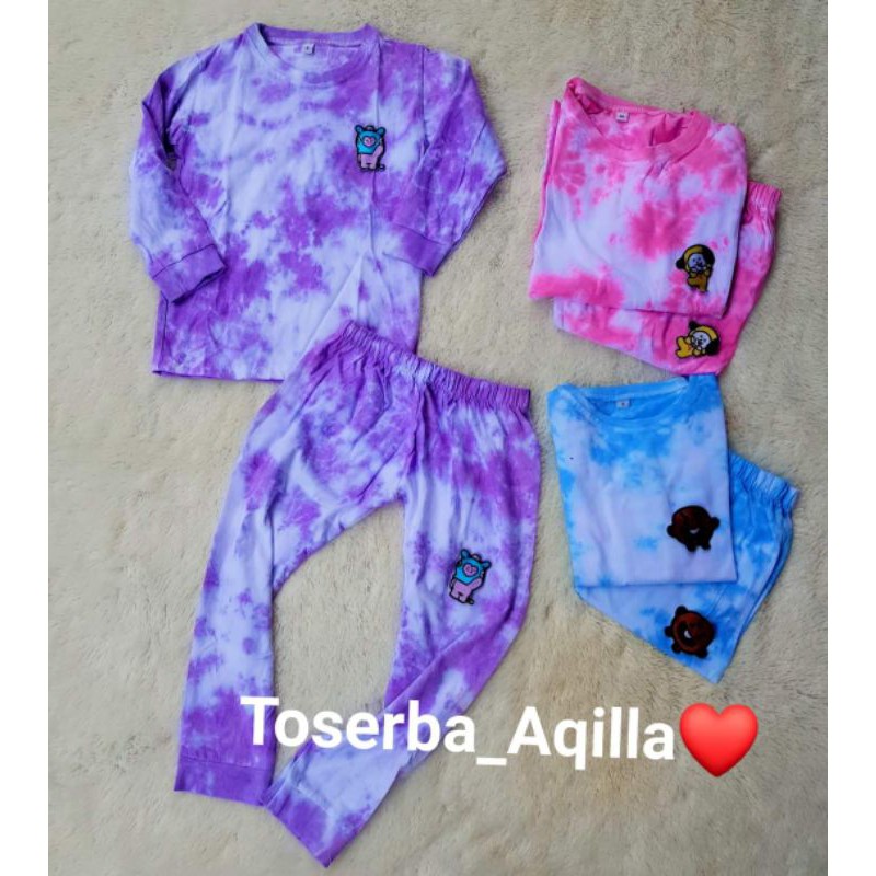 Setelan Tie dye BTs anak 1 2 3 4 5 Tahun