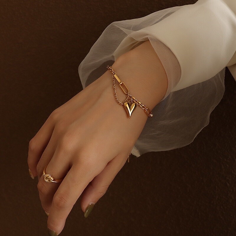 Gelang Titanium Love Gold 18K Trending Vintage Korea Fashion Style