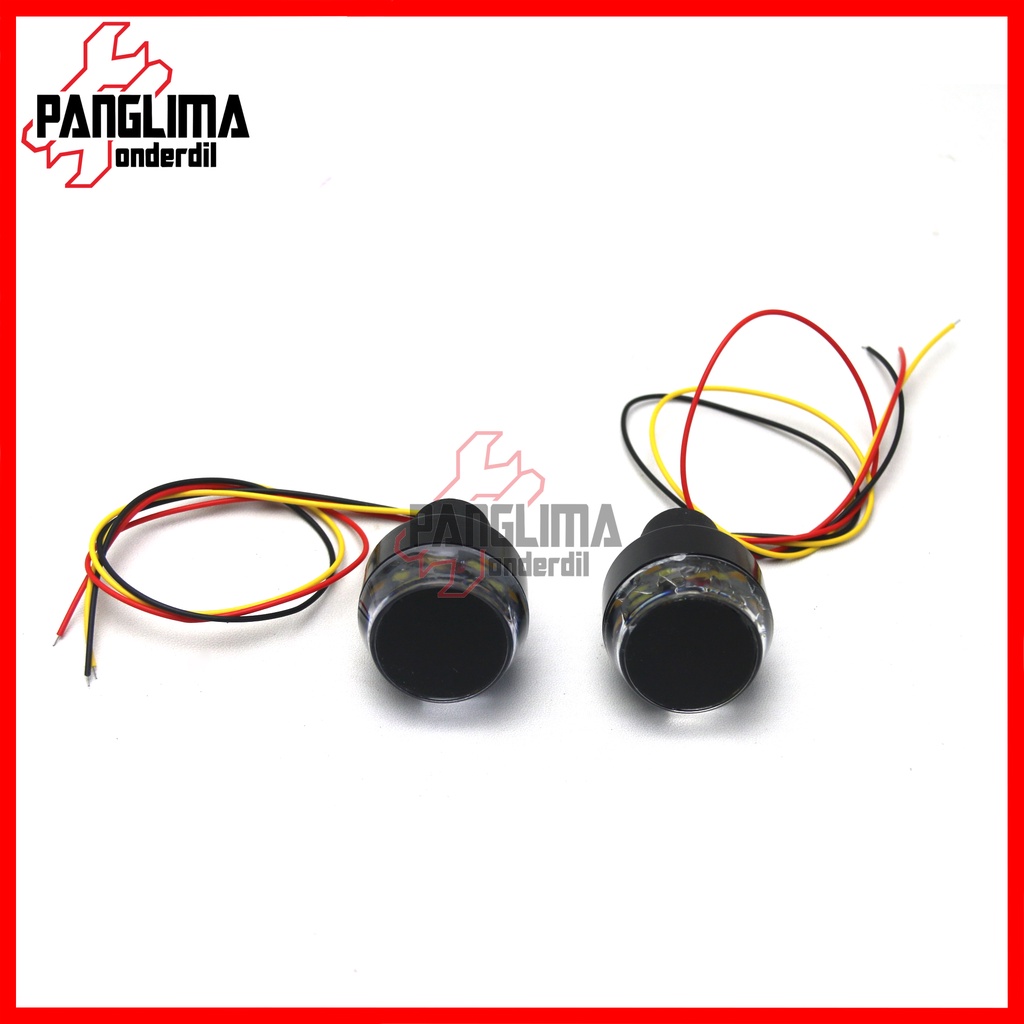 Jalu Stang LED 2 Mode Bandul Handle-Handel-Hendle-Hendle Setang-End Bar Senja Kuning-Sein-Sen Putih-Biru-Merah Universal-Untuk Semua Jenis Motor