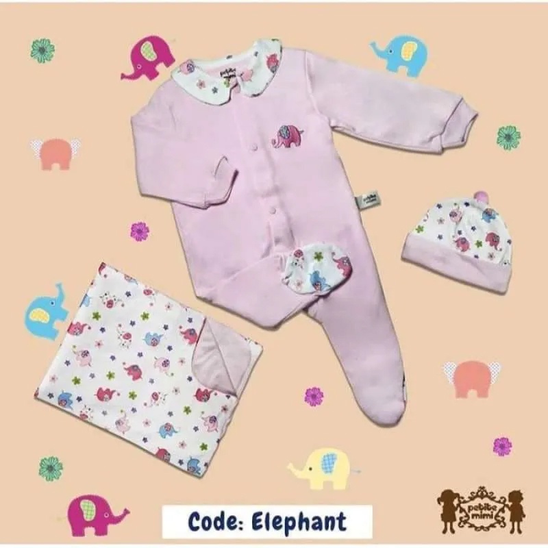 Petite Mimi Blanket set 4in1 Sleepsuit Newborn Pakaian Piyama Baju Bayi Baru Lahir