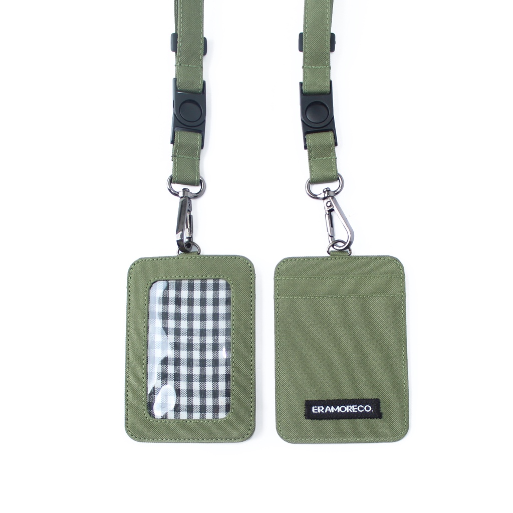 EMID99 name tag gantungan dompet ID card holder tali lanyard kartu hijau army