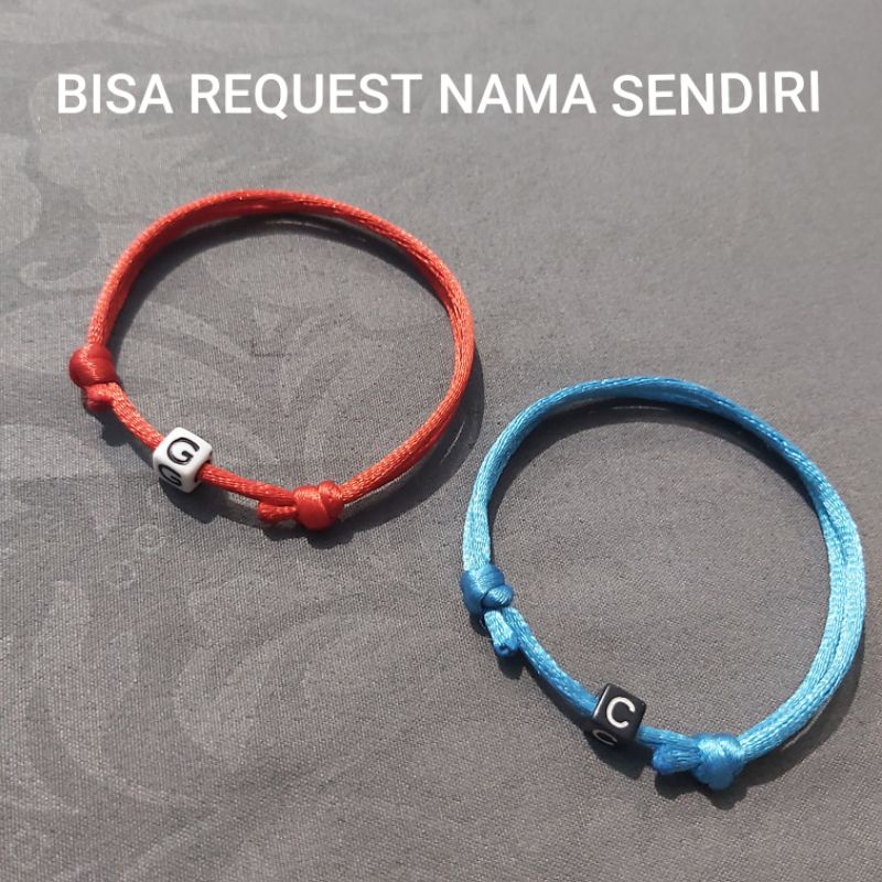 GELANG NAMA INISIAL 1 HURUF/INITIAL 1 HURUF TALI SATIN TERMURAH|UNISEX|GELANG SATIN|GELANG PRIA DAN 