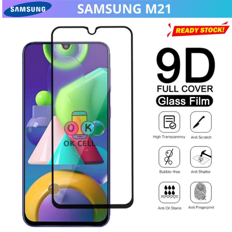 Tempered Glass 5D 9D TG Anti Gores Kaca Samsung M21 Full Cover Screen Protector Premium