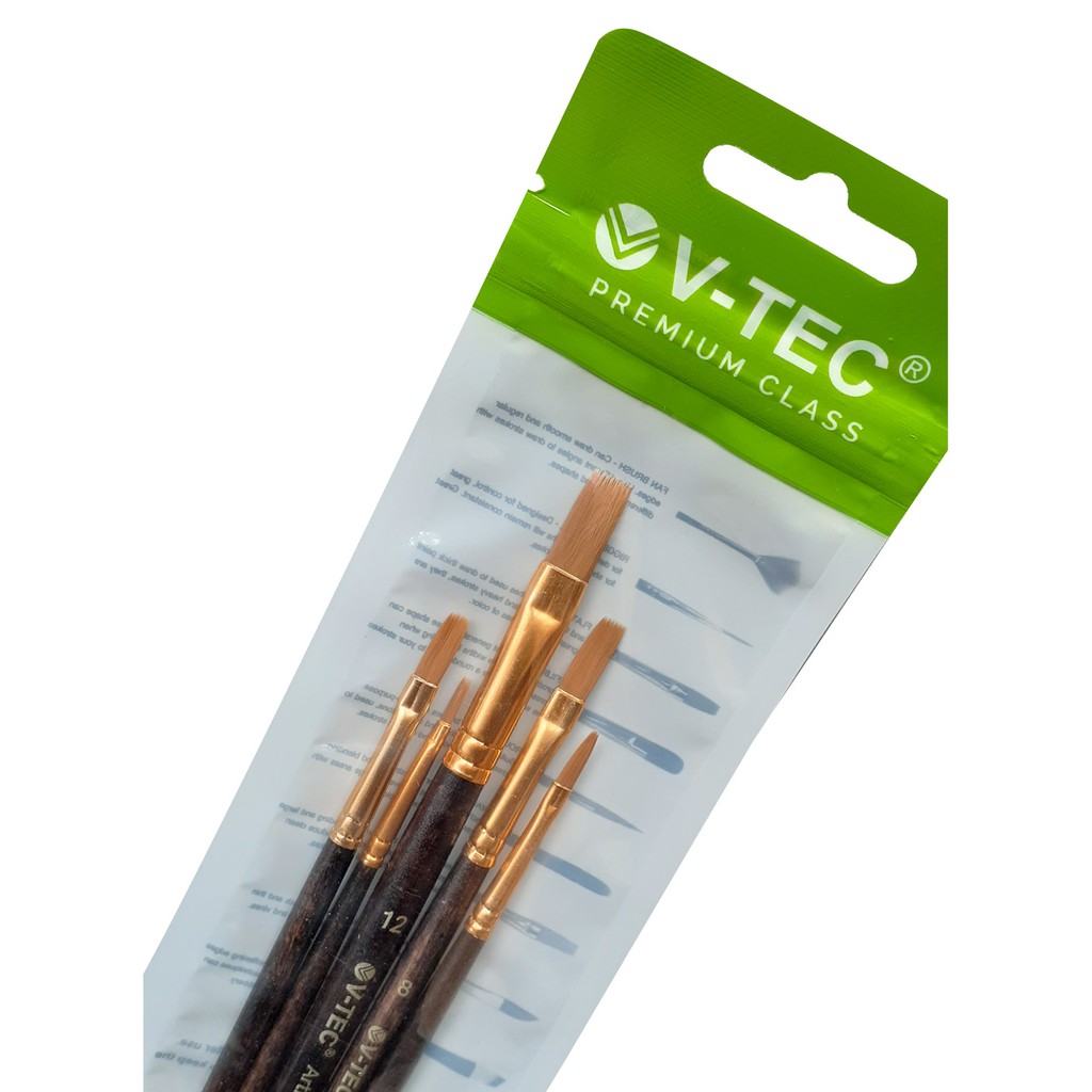 

V-TEC Artist Brush Set VT-818/5 Isi 5 Kuas Lukis V Tec VT818 Kwass Vtec untuk Cat Akrilik Minyak Air