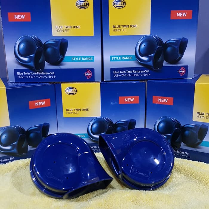 PAKET KOMPLIT Klakson Hella Blue Twin Tone + Kabel Set Relay BOSCH Original