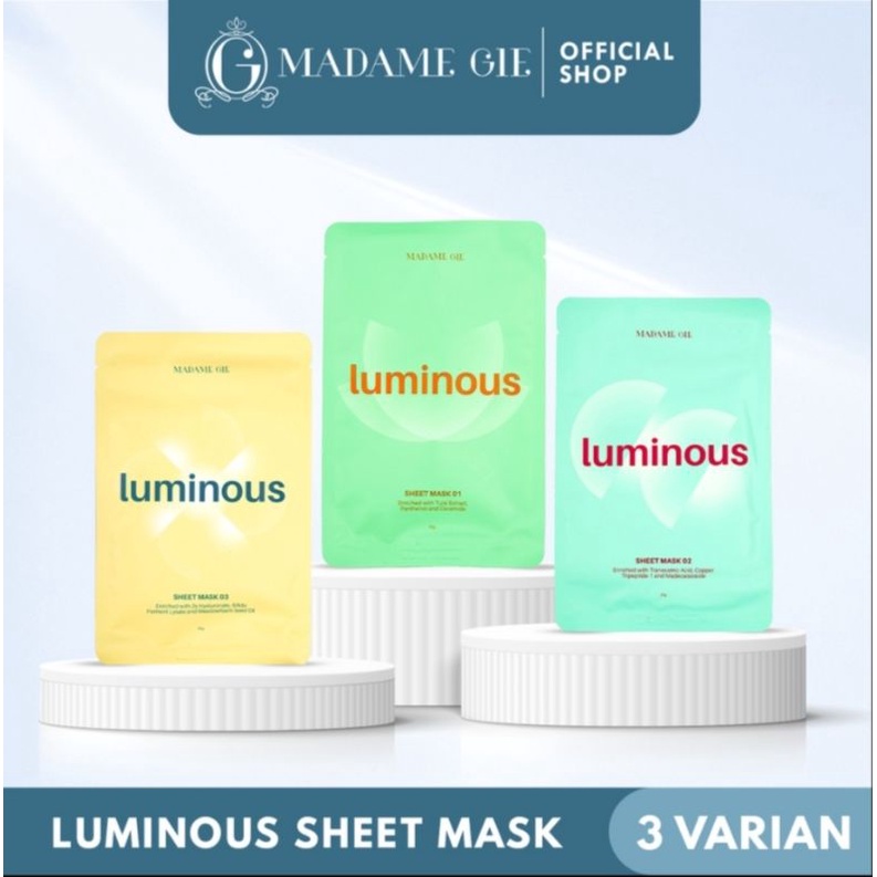 MADAME GIE LUMINOUS SHEET MASK/ MASKER WAJAH SHEET/ SHEET MASK