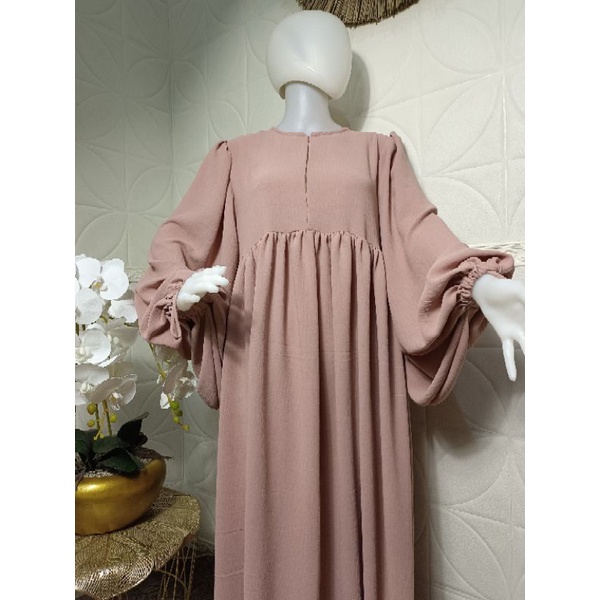 gamis Aisyah lengan balon turki crinkle