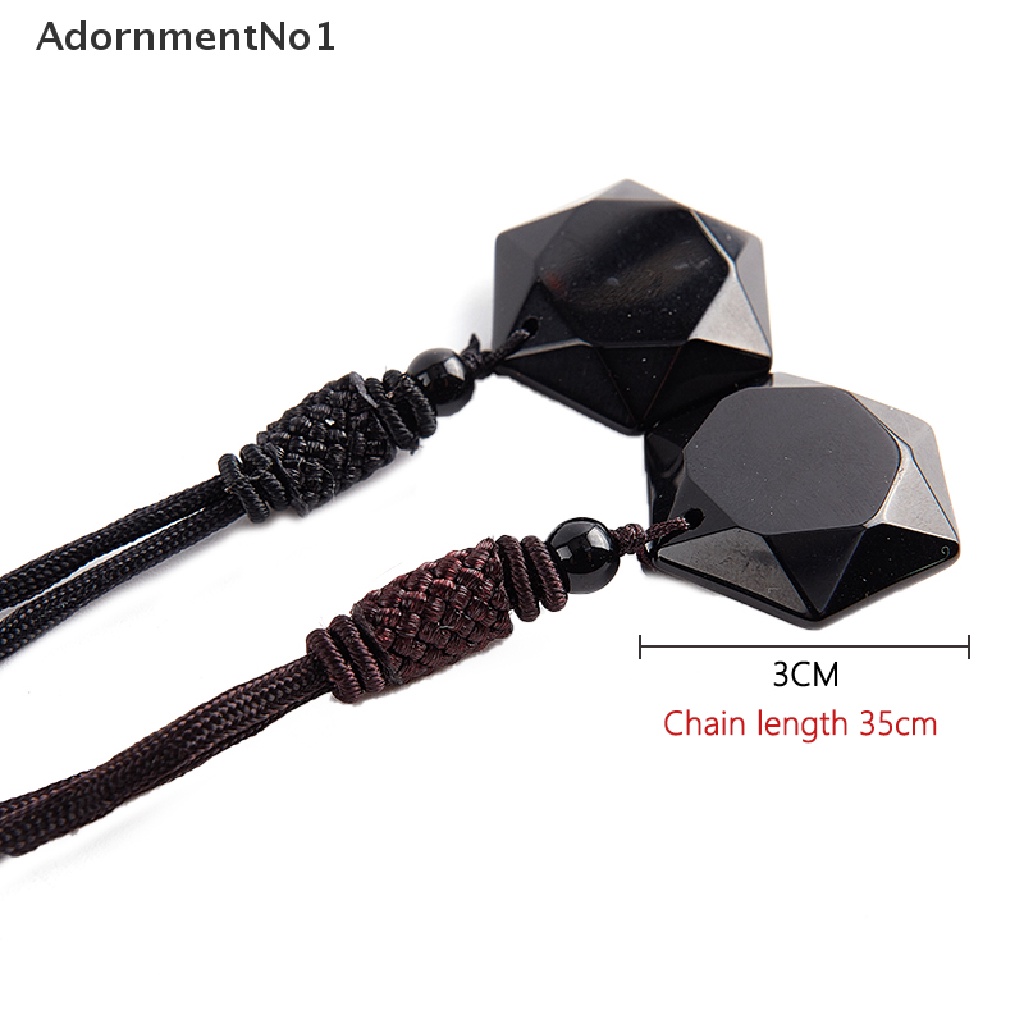 (AdornmentNo1) Kalung Jimat Keberuntungan Bahan Batu Obsidian + Kristal Untuk Wanita