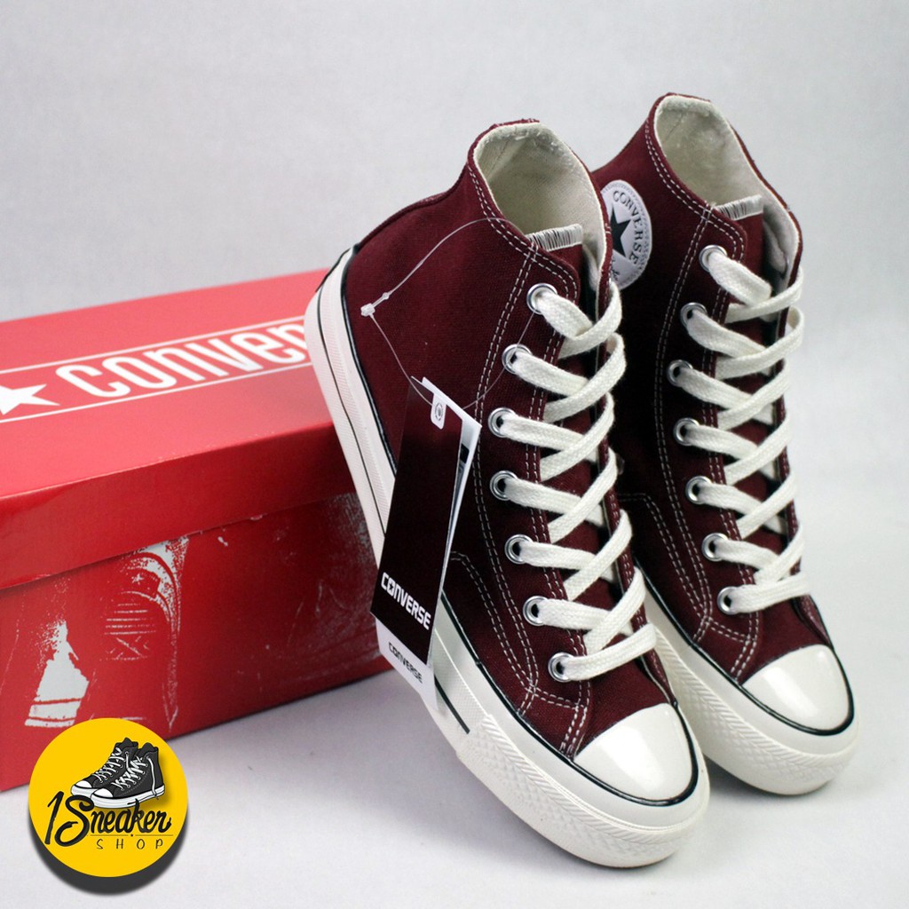 Sepatu Sneakers Converse Rainbow Chuck Taylor All Star 70S High Maroon Premium