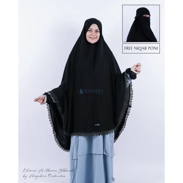 Alsyahra Exclusive Set khimar Alshams Niqab Bandana Poni Size XXL
