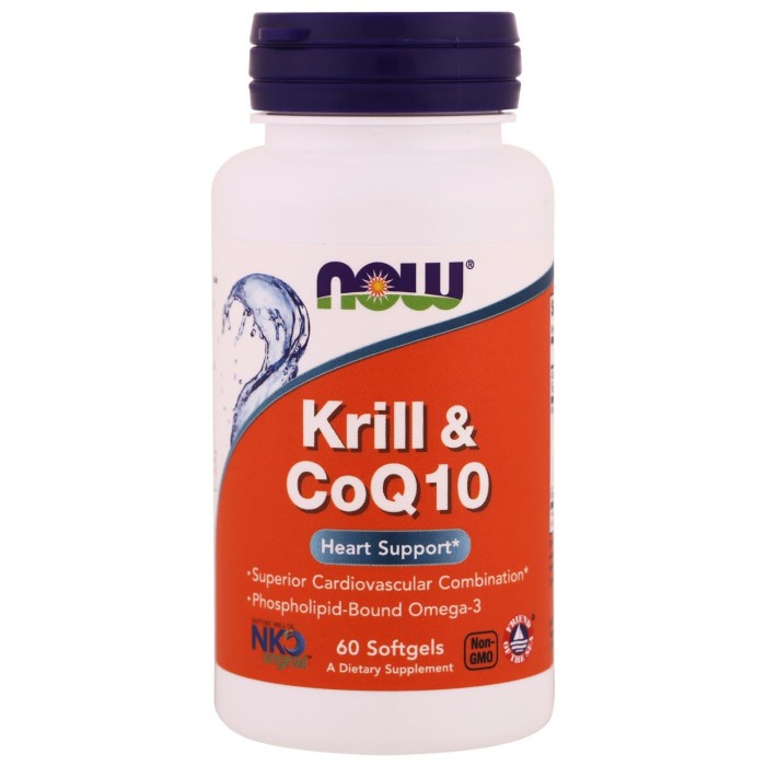 Now Foods Food Krill & CoQ10 60 / Krill Oil/ Co Q10 / Suplemen Jantung
