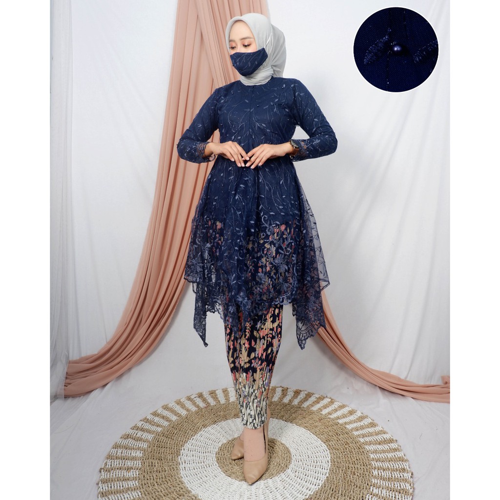 JAN&gt; KEBAYA TUNIK MAURI / KEBAYA TILLE BORDIR MUTIARA / BAJU TUNIK BUSUI / KEBAYA MODERN KEKINIAN