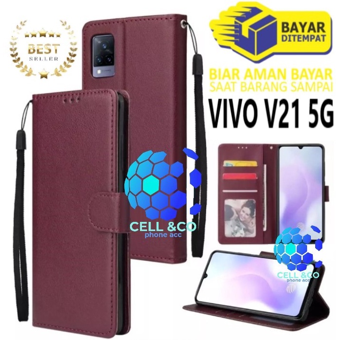 NEW VIVO V21 5G CASE FLIP LEATHER WALLET PREMIUM FLIP CASE BUKA TUTUP KESING HP CASING FLIP CASE WALLET VIVO V21 5G