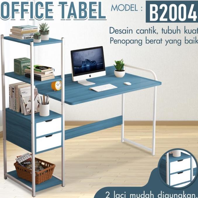 BG MEJA KOMPUTER MEJA KERJA MEJA BELAJAR MEJA KAYU LACI 2 ( WHITE ) GH64564Y