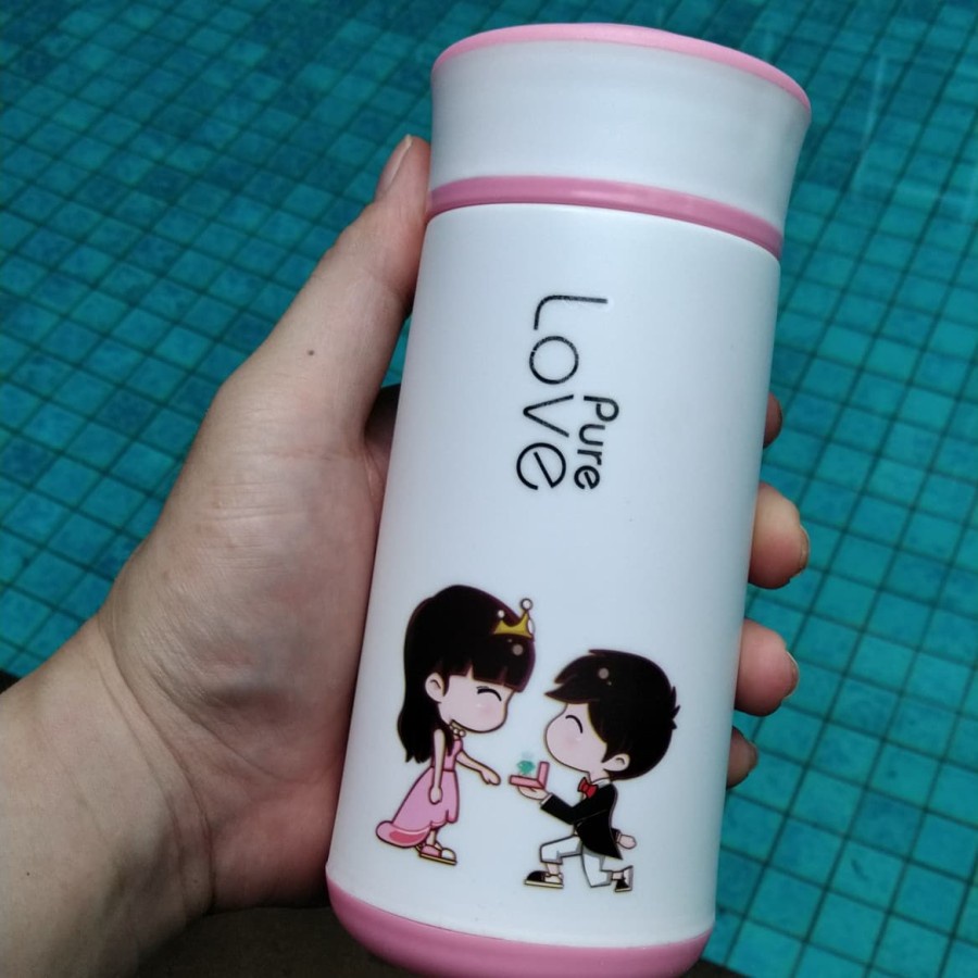 BOTOL AIR MINUM PURE LOVE KARTUN CANTIK VIRAL 450ML TERMURAH