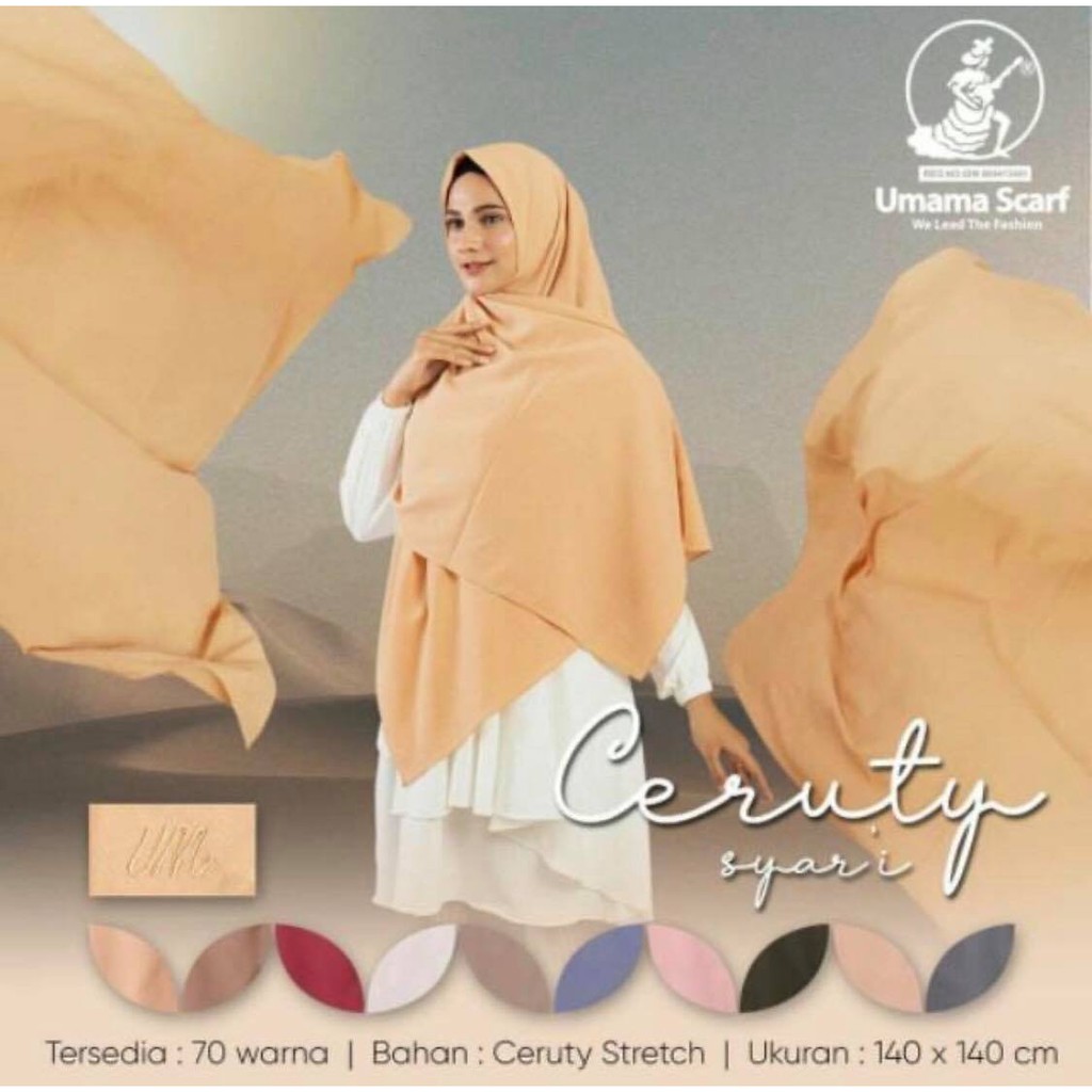 SEGI EMPAT UMAMA SYARI CERUTY / SAUDIA SYAR'I / HIJAB JILBAB KERUDUNG JUMBO CERUTY by umama scraft