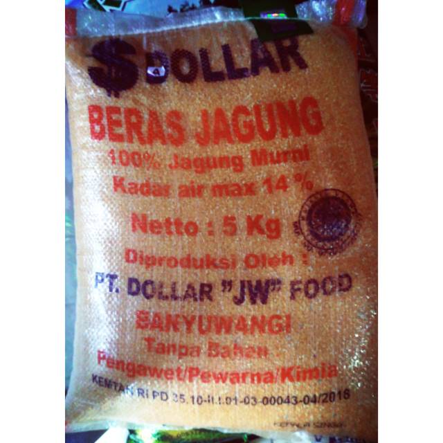 

Beras jagung dollar kemasan 5kg