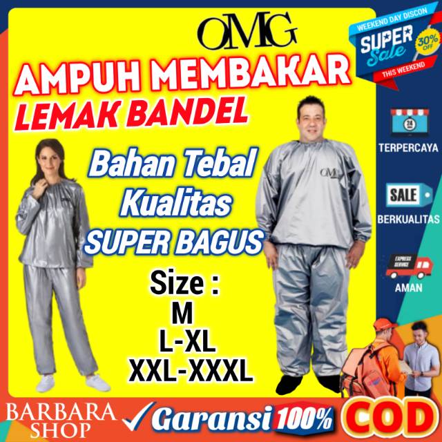 Baju Sauna Pembakar Lemak JUMBO Suit Jaket Olahraga Jogging Joging Pakaian Baju Olahraga Pria Wanita