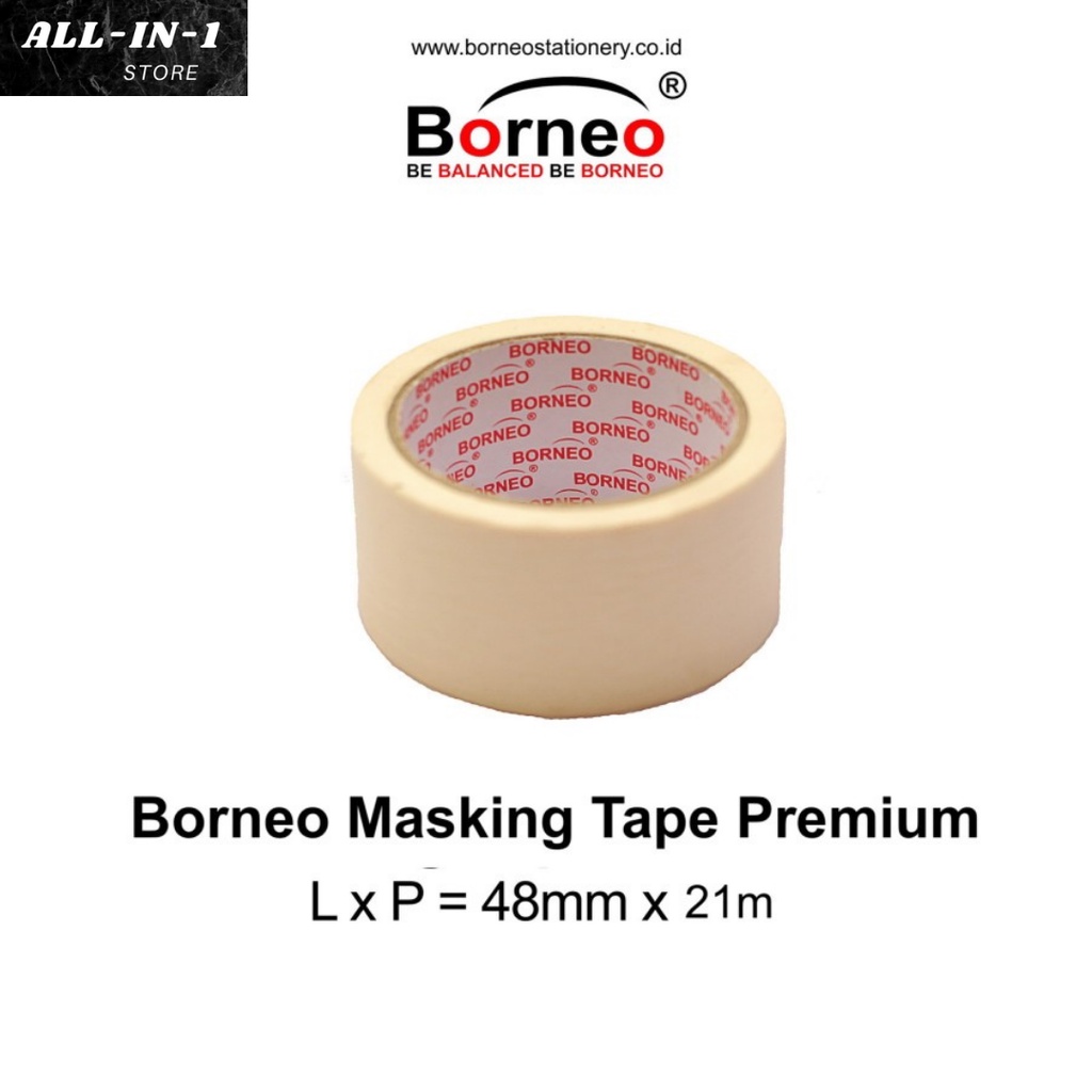 

Borneo Masking Tape / Isolasi Lakban Kertas Premium 2inch/48mm x 21 m