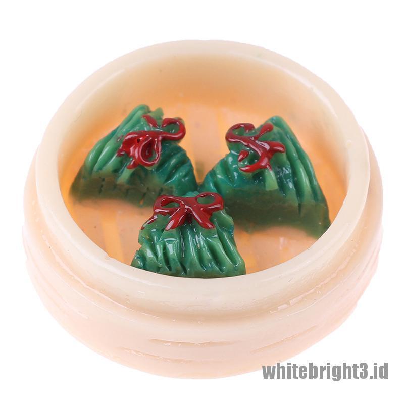 (white3) 5pcs / set Mainan Miniatur Dim Sum Cina Skala 1: 12 Untuk Dekorasi Rumah Boneka