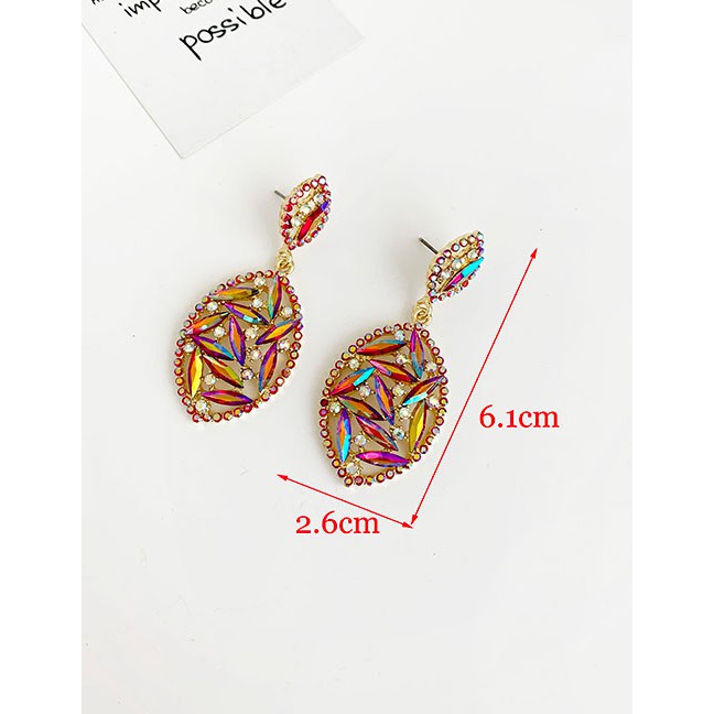 LRC Anting Tusuk Fashion Alloy Studded Oval Stud Earrings D33791