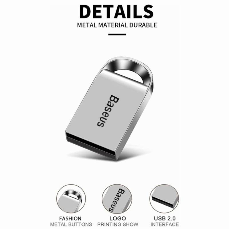 Baseus Flash Disk USB 2.0 Kapasitas 2TB Bahan Metal Anti Air