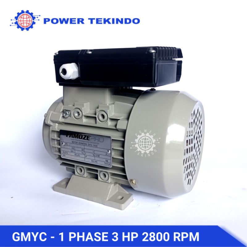 [HEAVY DUTY] Famoze Pro Dinamo 1 Phase 3 HP 2800 RPM 2.2KW 2pole 220V Elektro Motor Penggerak GMYC 3