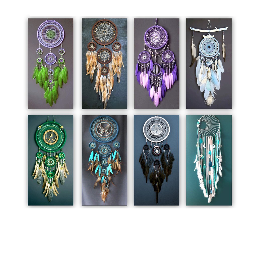 Ukran (18x30cm) pajangan hiasan dinding shabby Minimalis FEATHER BOHEMIAN Dekorasi  Rumah DREAM CATCHER Wall Decor Shabby