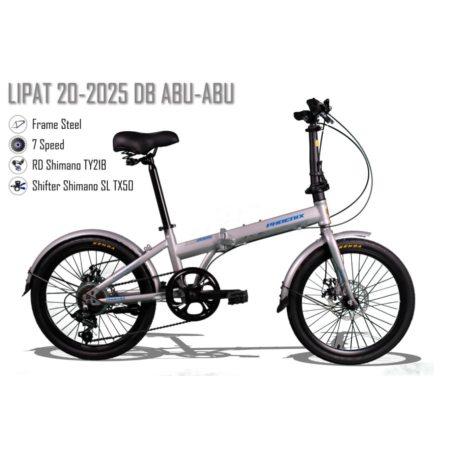 SEPEDA LIPAT PHOENIX 20&quot; 2025 DB 7 SPEED FRAME STEEL SHIMANO BICYCLE FOLDING BIKE