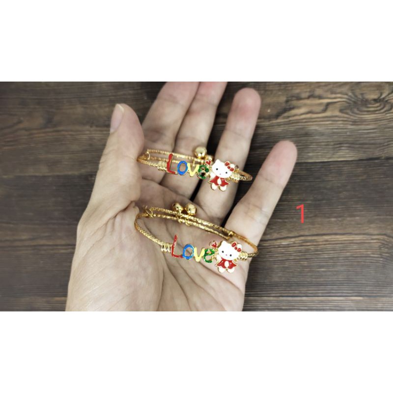 Fifi Fashion Gelang Bangle Ukir Baby cat Warna Warni Model Perhiasan Lapis emas 19#