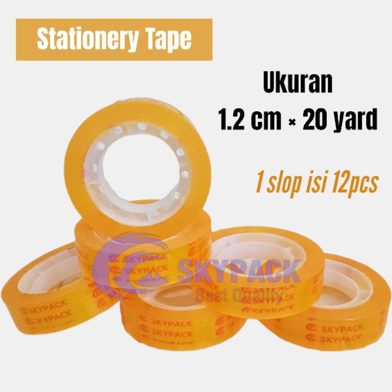 

[SKYPACK] STATIONERY TAPE 1.2cm x 20y/Solasi/Selotip/Isolasi/Lakban