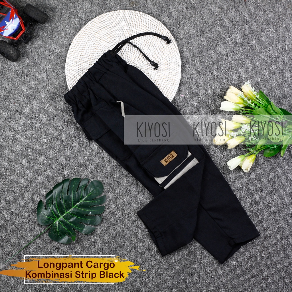 KIYOSIi Celana Chinos Cargo Jogger Sirwal Anak Unisex Outdoor Strip