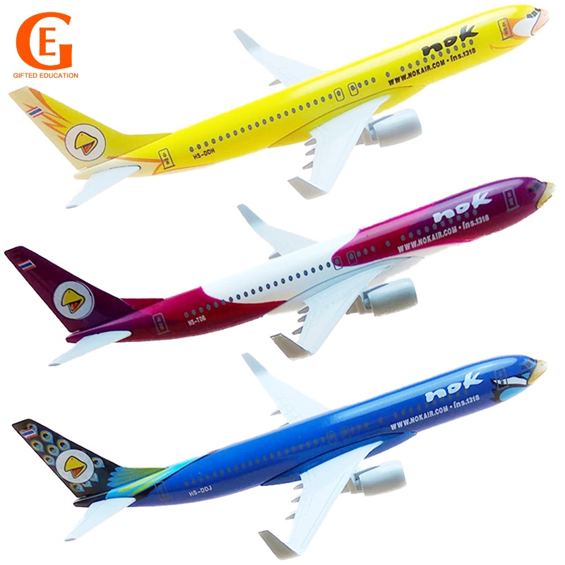 Thailand Air NOK Boeing 737model Pesawat Diecast Metal Thai Airways Ungu Biru Kuning Putih Bird B737 Pesawat Airplane