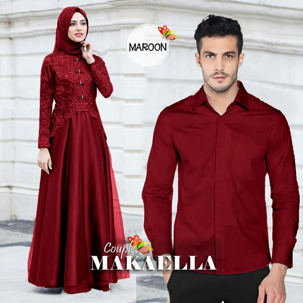 couple cp makaella baju muslim pasangan baju couple gamis L kemeja xL baju muslim pasangan gamis sya