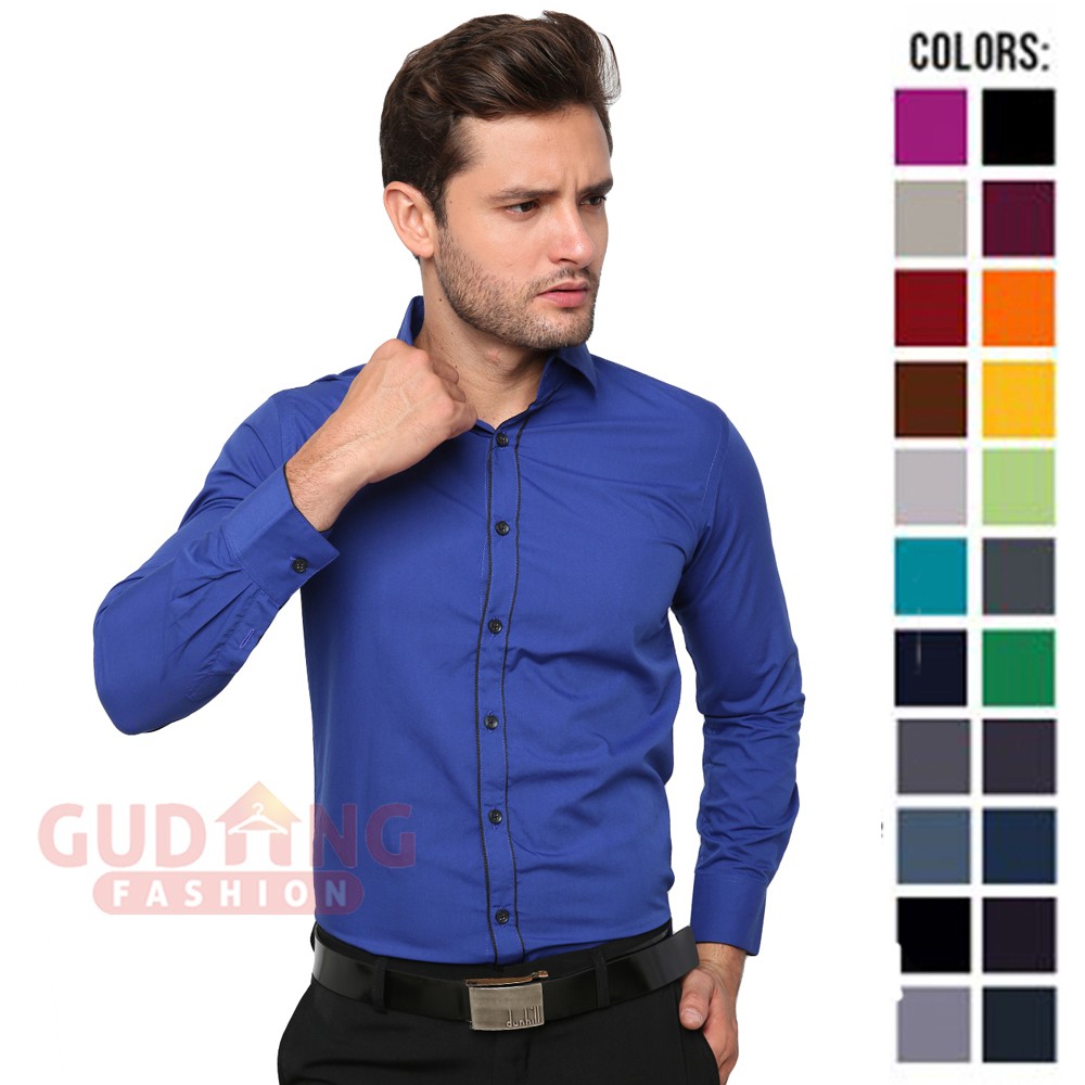 Kemeja Pria Modis Katun Pajang Model Slimfit - Banyak Pilihan Warna LNG (COMB)